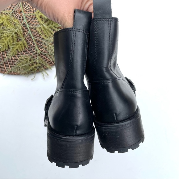 Lucky Brand Womens Shoes Boots Black Ondalucia Combat Buckle Zipper 12 - Picture 8 of 9
